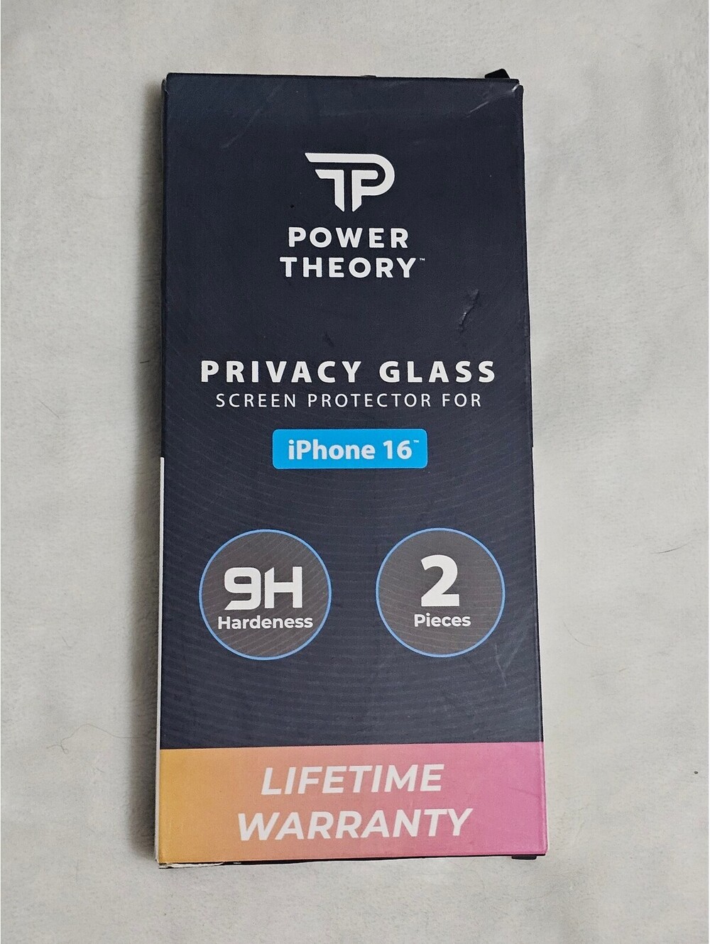 Power Theory Privacy Glass Screen Protector for iPhone 16 - 2 Pack